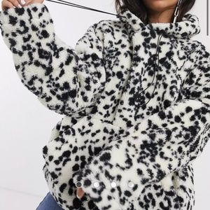 Dalmatian Print Fur Pull Over Sweater
